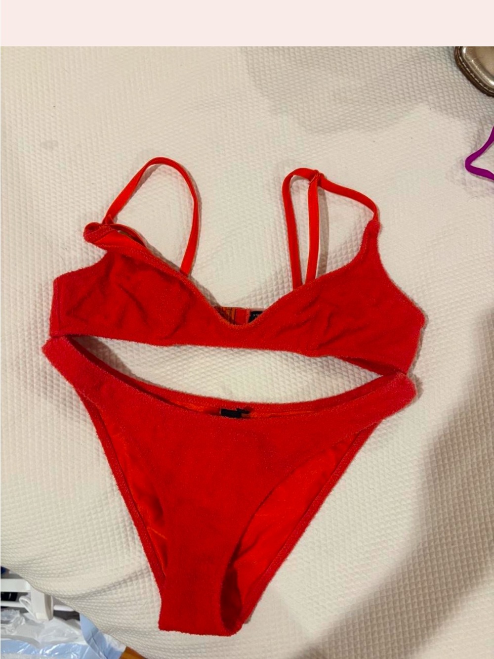 triangl swimwear Vibrant Red Textured Bikini Set